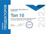 Сертификат отделения Сергиевская 8
